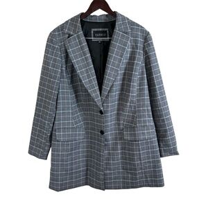 Eloquii Longline 2 Button Blazer Multicolor Houndstooth Print Women’s Sz 14